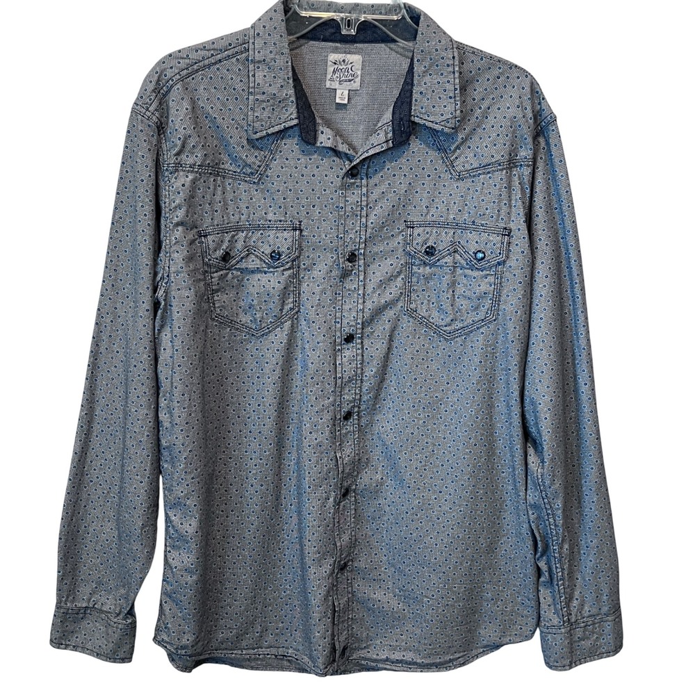 Moonshine Spirits Brad Paisley Blue Pearl‎ Snap Western Shirt Large L Cotton